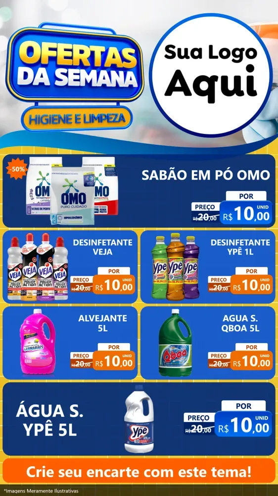Modelo de TV para TV Vertical com o tema Ofertas da Semana - Higiene e Limpeza para Produtos de Limpeza