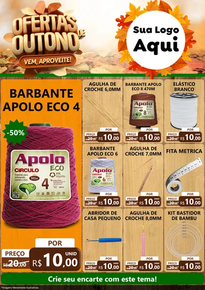 Modelo de Encarte para Encarte A4 Vertical com o tema Ofertas de Outono - Vem, Aproveite! para Armarinho e Aviamentos