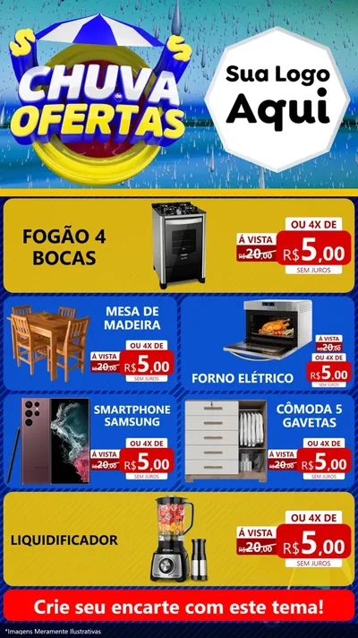Modelo de TV para TV Vertical com o tema Chuva de Ofertas para Móveis e Eletro