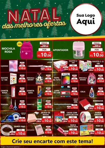 Modelo de Encarte para Encarte A4 Vertical com o tema Natal das Melhores Ofertas para Papelaria