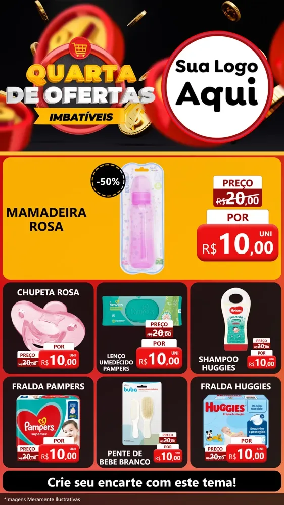 Modelo de Rede Social para Stories com o tema Quarta de Ofertas Imbatíveis para Bebês