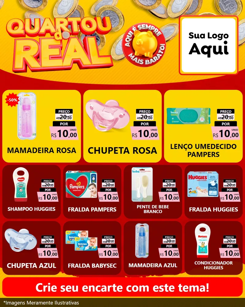 Modelo de Rede Social para Feed Instagram com o tema Quartou do Real para Bebês