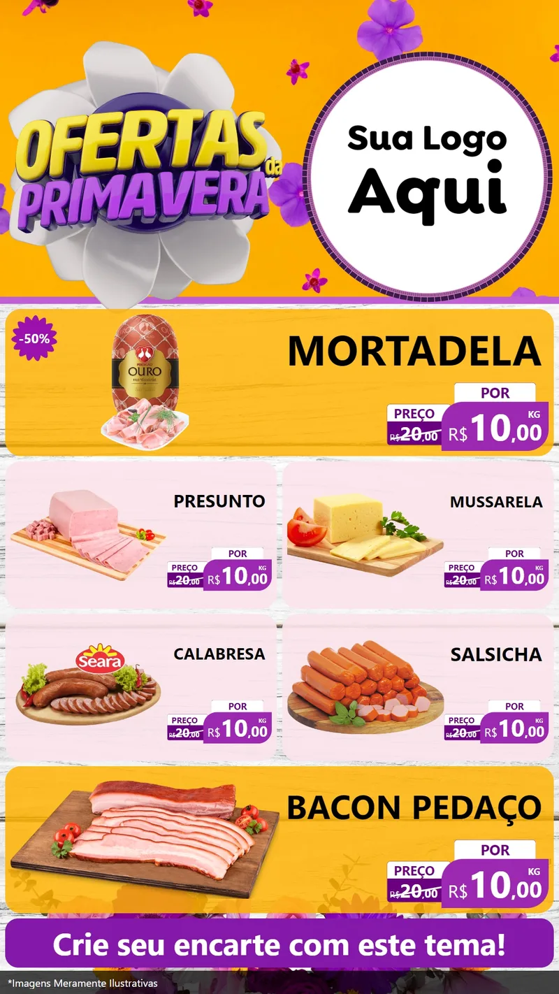 Modelo de TV para TV Vertical com o tema Ofertas Da Primavera para Frios e Laticínios