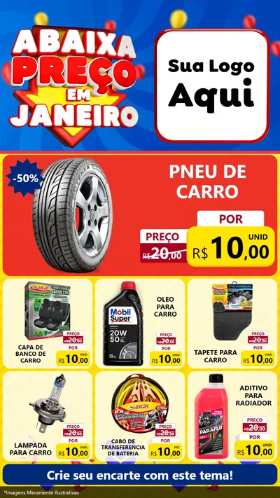 Modelo de Rede Social para Stories com o tema Abaixa Preço em Janeiro para Auto peças