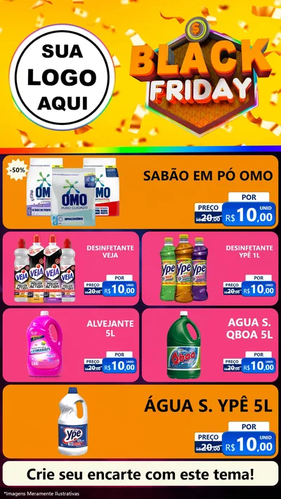 Modelo de TV para TV Vertical com o tema Black Friday para Produtos de Limpeza
