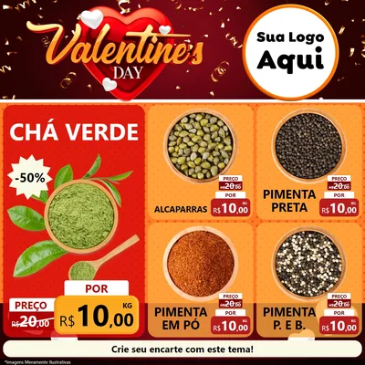 Modelo de Rede Social para Feed Facebook com o tema Valentine's Day para Produtos Naturais