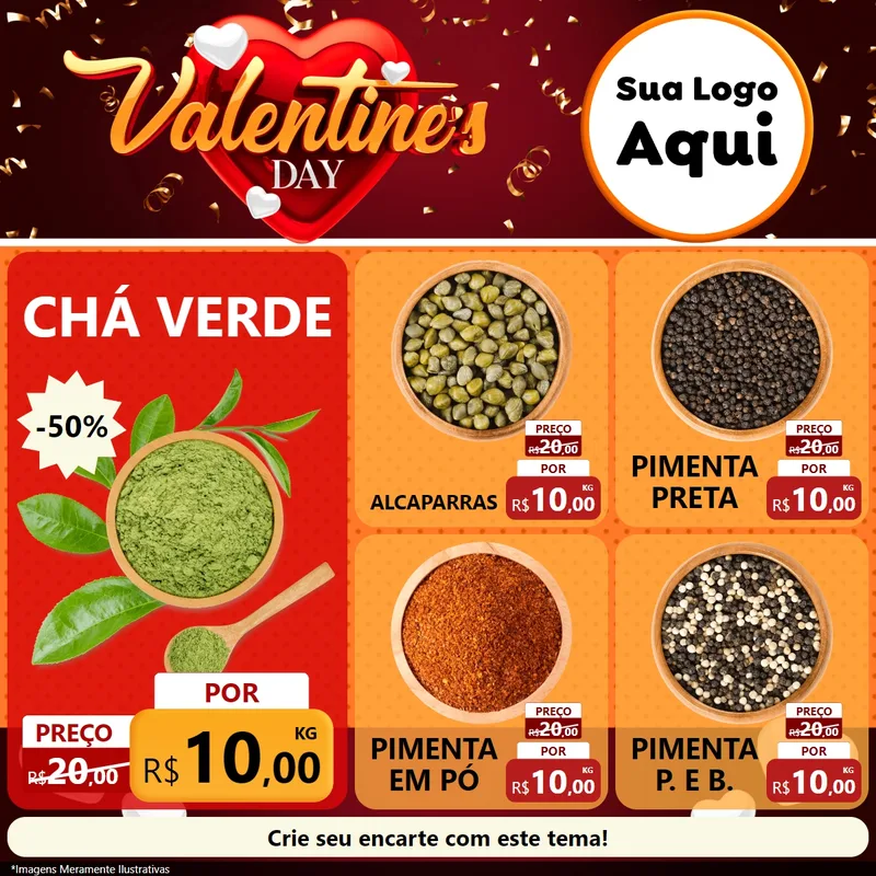 Modelo de Rede Social para Feed Facebook com o tema Valentine's Day para Produtos Naturais