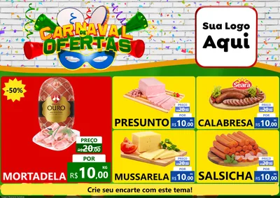 Modelo de Encarte para Encarte A4 Horizontal com o tema Carnaval de Ofertas para Frios e Laticínios