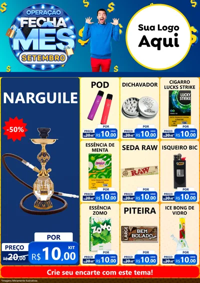 Modelo de Encarte para Encarte A4 Vertical com o tema Operação Fecha Mês Setembro para Tabacaria