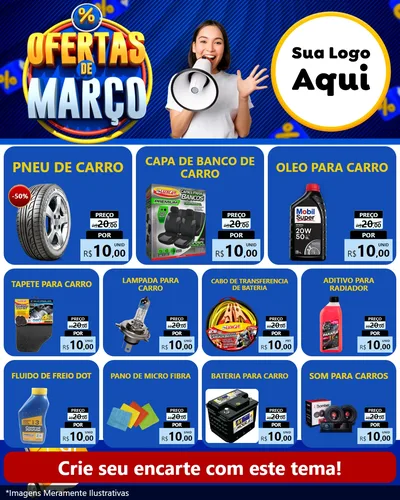 Modelo de Rede Social para Feed Instagram com o tema Ofertas de Março para Auto peças