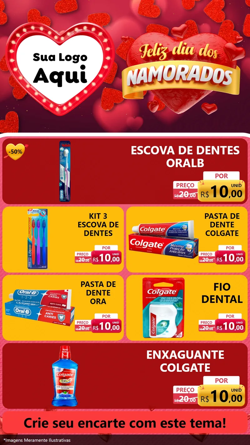 Modelo de TV para TV Vertical com o tema Feliz Dia Dos Namorados para Higiene Pessoal