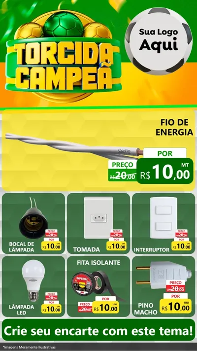 Modelo de Rede Social para Stories com o tema Torcida Campeã - Copa para Materiais Elétricos