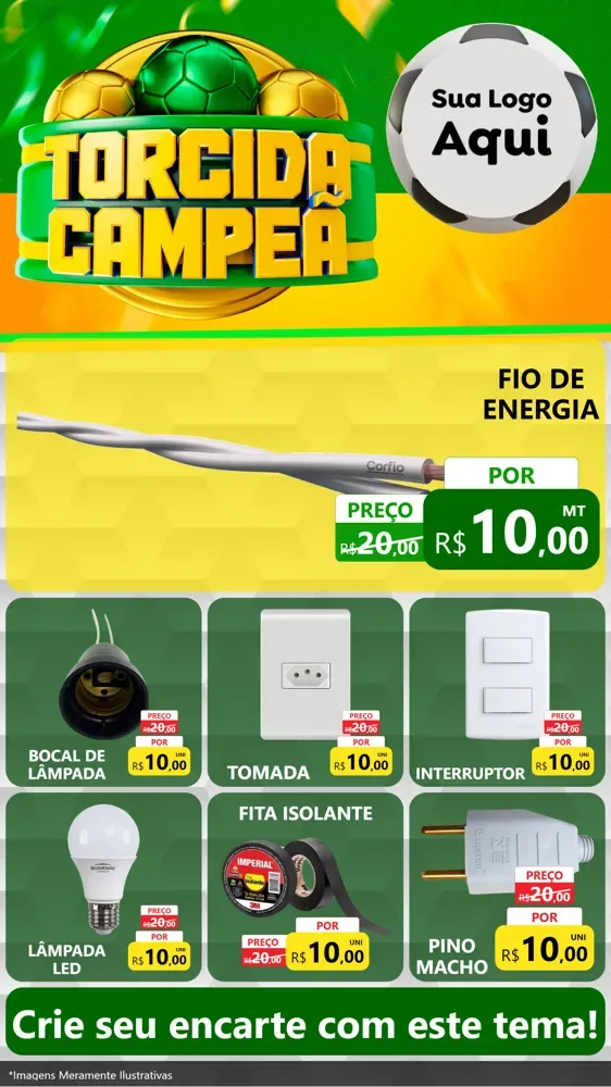 Modelo de Rede Social para Stories com o tema Torcida Campeã - Copa para Materiais Elétricos