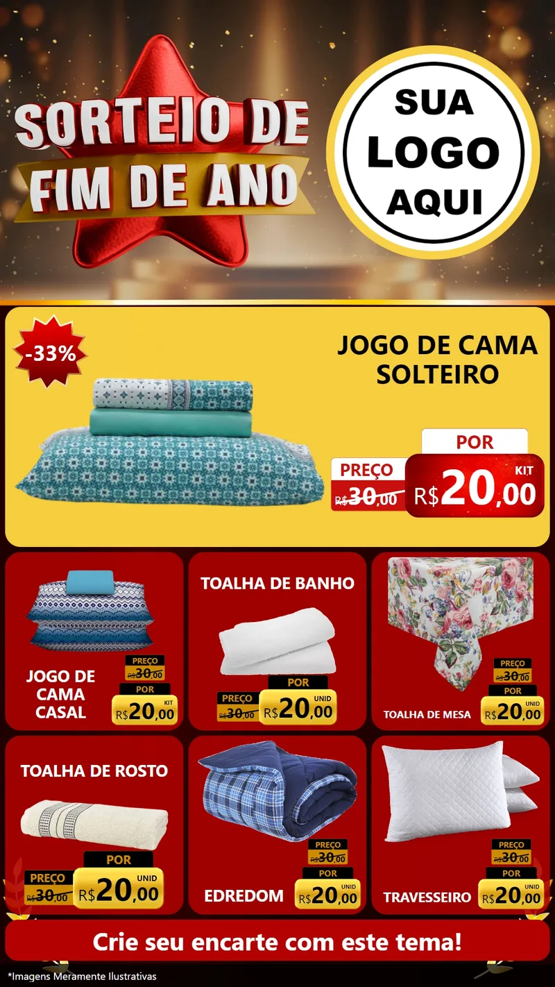 Modelo de Rede Social para Stories com o tema Sorteio de Fim de Ano para Cama, Mesa e Banho