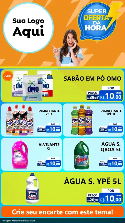 Modelo de TV para TV Vertical com o tema Super Oferta da Hora para Produtos de Limpeza