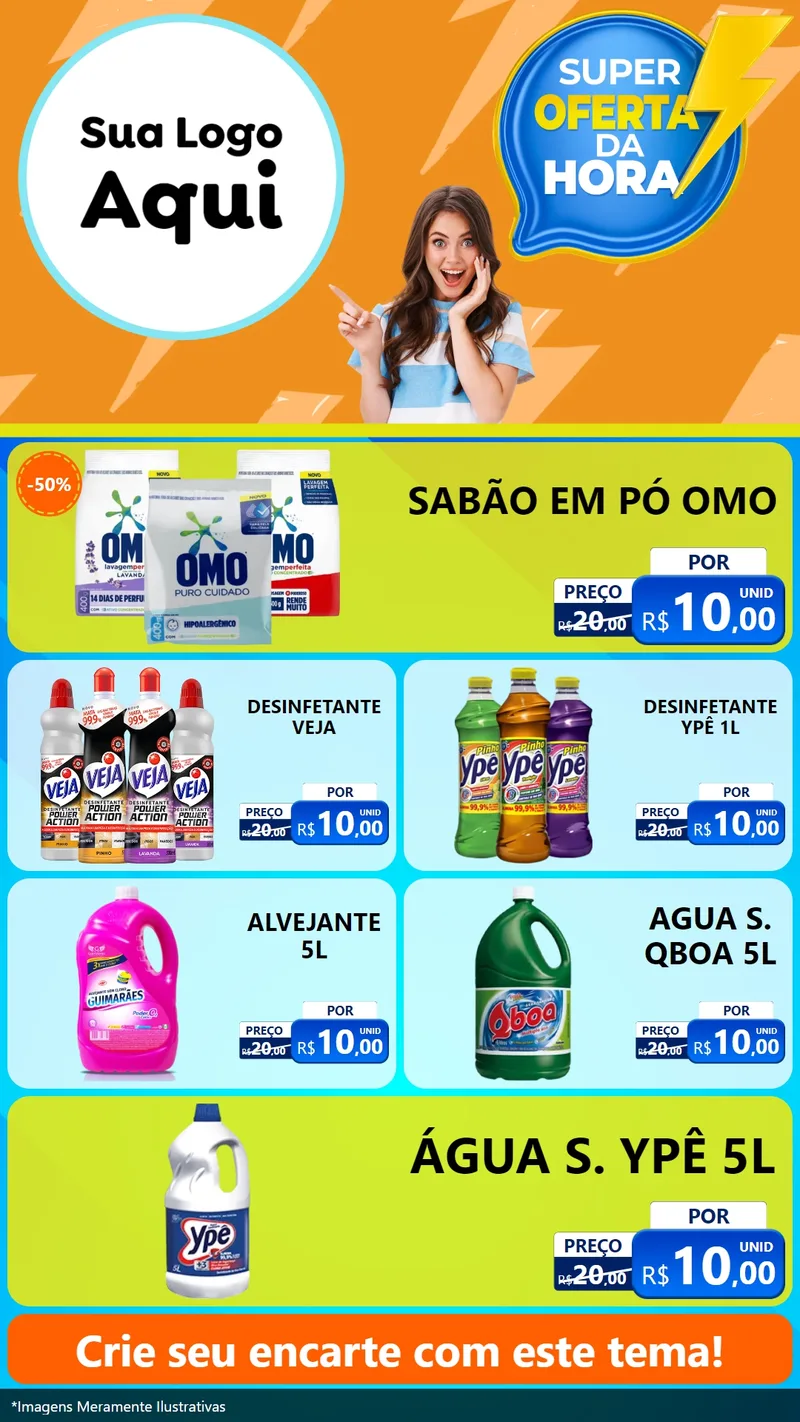 Modelo de TV para TV Vertical com o tema Super Oferta da Hora para Produtos de Limpeza