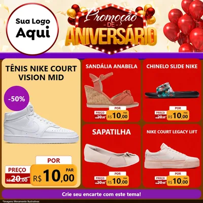 Modelo de Rede Social para Feed Facebook com o tema Promoção de Aniversário para Calçados