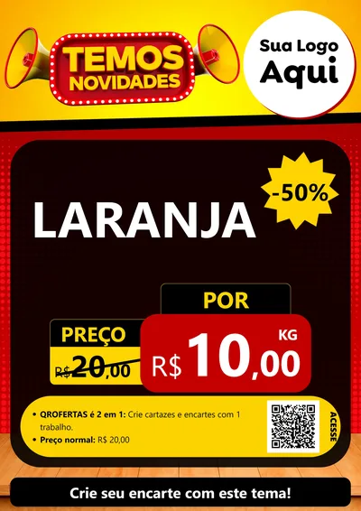 Modelo de Cartaz para Cartaz A4 Vertical com o tema Temos Novidades para Hortifrúti