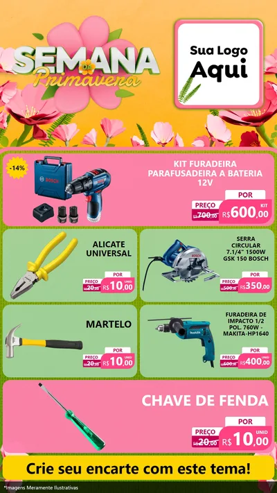 Modelo de TV para TV Vertical com o tema Semana da Primavera para Maquinas e Ferramentas