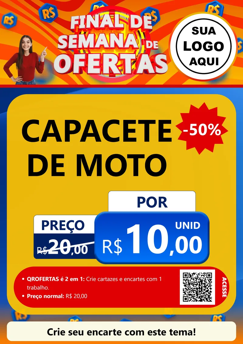 Modelo de Cartaz para Cartaz A4 Vertical com o tema Final de Semana de Ofertas para Moto peças