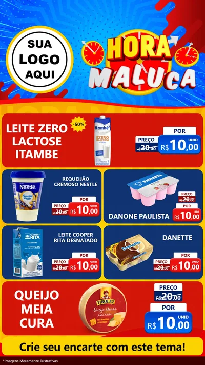 Modelo de TV para TV Vertical com o tema Hora Maluca para Frios e Laticínios
