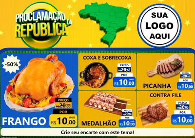 Modelo de Encarte para Encarte A4 Horizontal com o tema Proclamação da República para Assados