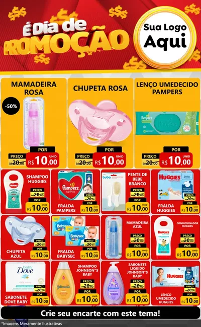 Modelo de Encarte para Encarte Grande com o tema É Dia De Promoção para Bebês