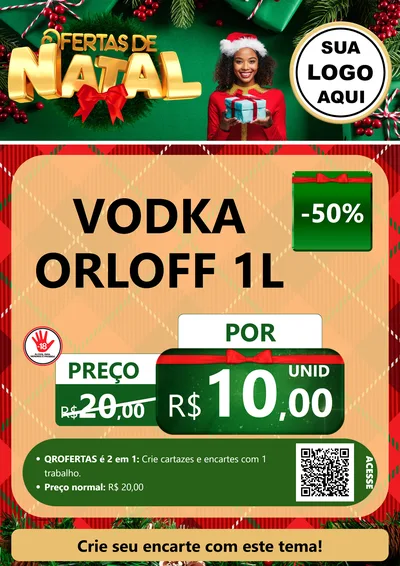 Modelo de Cartaz para Cartaz A4 Vertical com o tema Ofertas de Natal para Distribuidora de bebidas