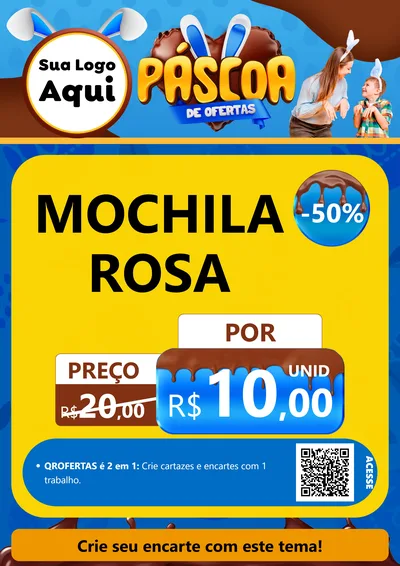Modelo de Cartaz para Cartaz A4 Vertical com o tema Páscoa de Ofertas para Papelaria
