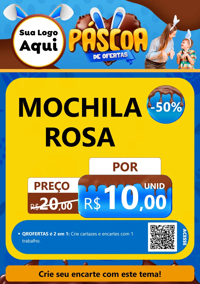 Modelo de Cartaz para Cartaz A4 Vertical com o tema Páscoa de Ofertas para Papelaria