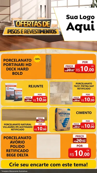 Modelo de TV para TV Vertical com o tema Ofertas Pisos e Revestimentos para Pisos e revestimentos
