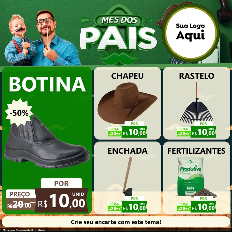 Modelo de Rede Social para Feed Facebook com o tema Mês dos Pais para Agropecuária