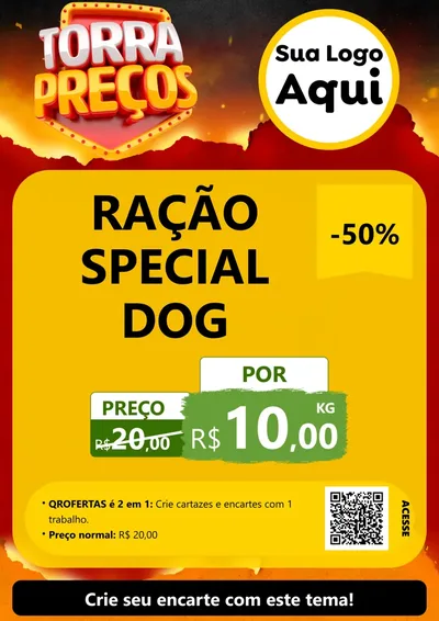 Modelo de Cartaz para Cartaz A4 Vertical com o tema Torra Preços para Pet Shop
