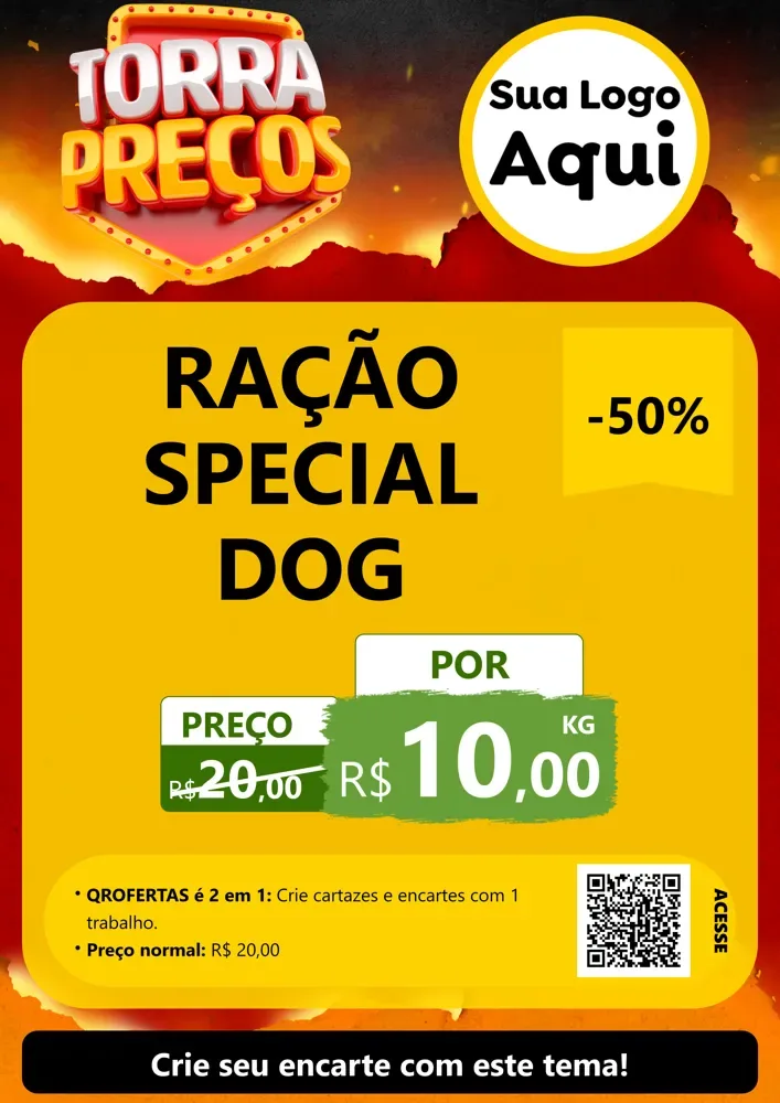 Modelo de Cartaz para Cartaz A4 Vertical com o tema Torra Preços para Pet Shop