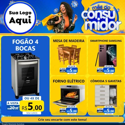 Modelo de Rede Social para Feed Facebook com o tema Mês do Consumidor para Móveis e Eletro