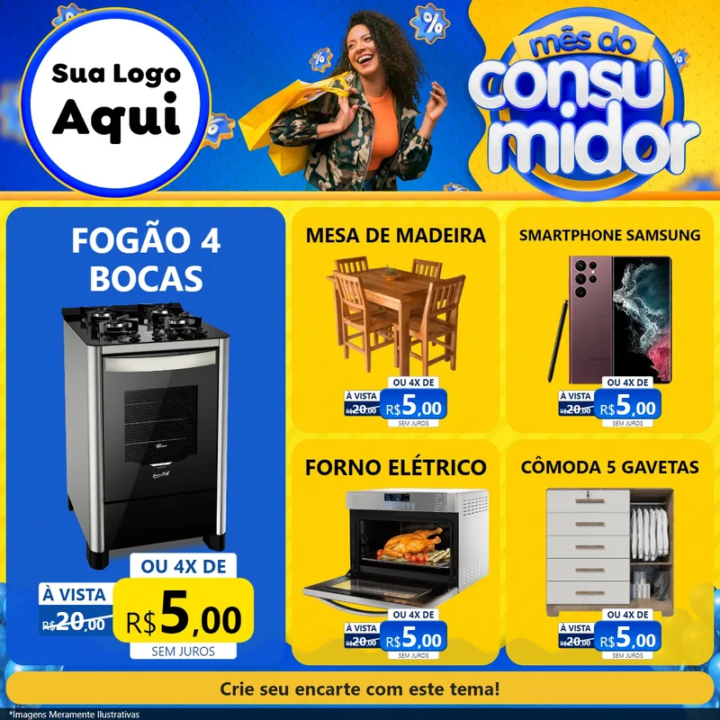 Modelo de Rede Social para Feed Facebook com o tema Mês do Consumidor para Móveis e Eletro