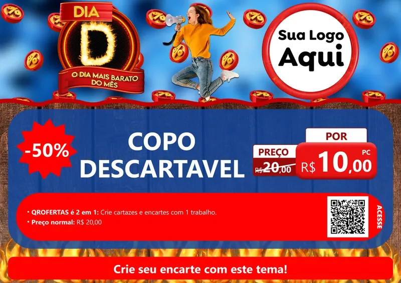Modelo de Cartaz para Cartaz A4 Horizontal com o tema Dia D - O Dia Mais Barato Do Mês para Embalagens