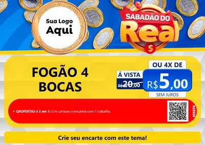 Modelo de Cartaz para Cartaz A4 Horizontal com o tema Sabadão do Real para Móveis e Eletro