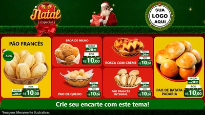 Modelo de TV para TV Horizontal com o tema Natal Especial para Padaria