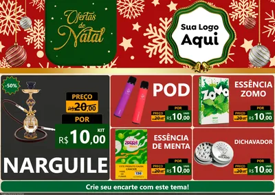 Modelo de Encarte para Encarte A4 Horizontal com o tema Natal de Ofertas para Tabacaria