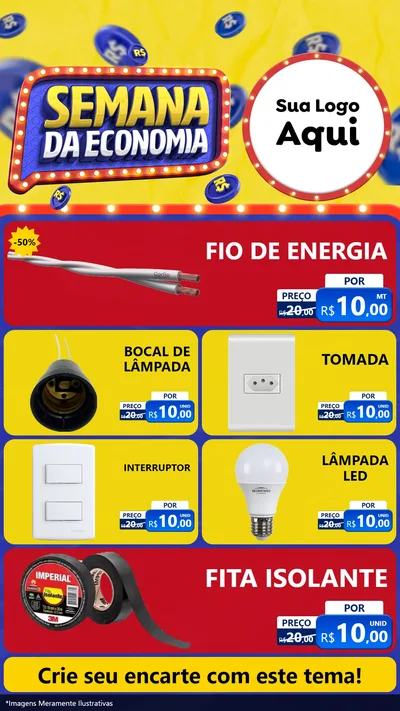 Modelo de TV para TV Vertical com o tema Semana da Economia para Materiais Elétricos