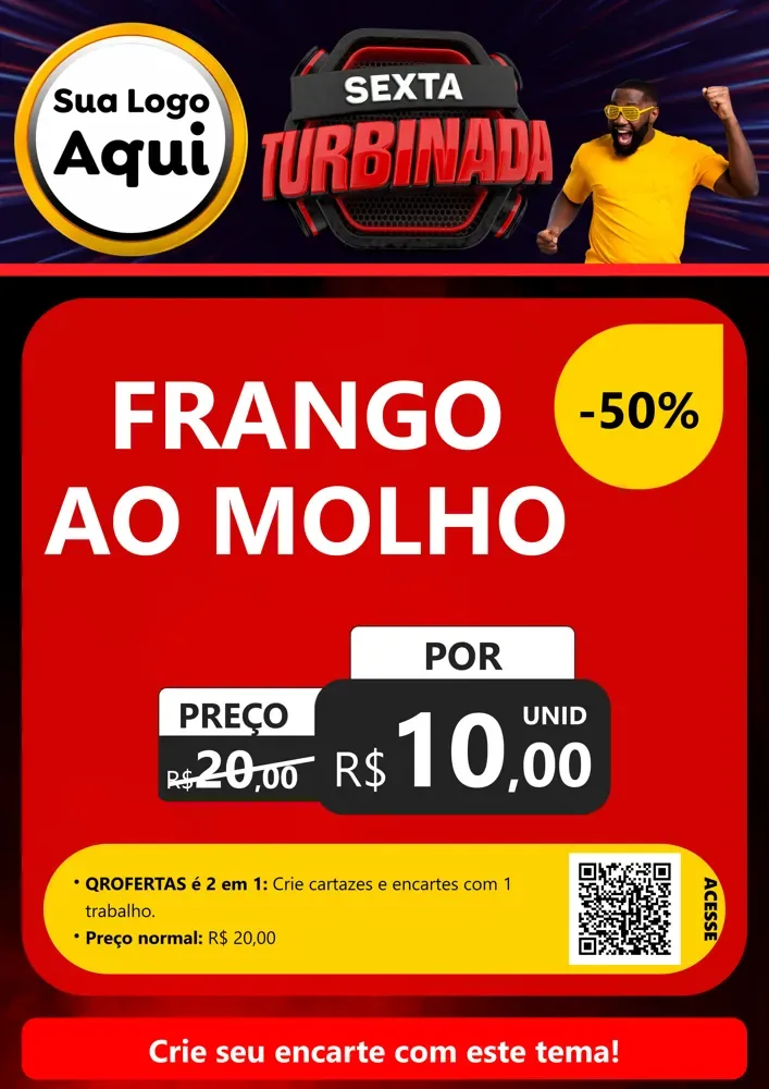 Modelo de Cartaz para Cartaz A4 Vertical com o tema Sexta Turbinada para Restaurante