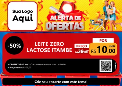 Modelo de Cartaz para Cartaz A4 Horizontal com o tema Alerta de Ofertas para Frios e Laticínios
