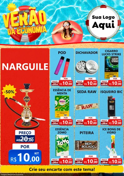 Modelo de Encarte para Encarte A4 Vertical com o tema Verão da Economia para Tabacaria
