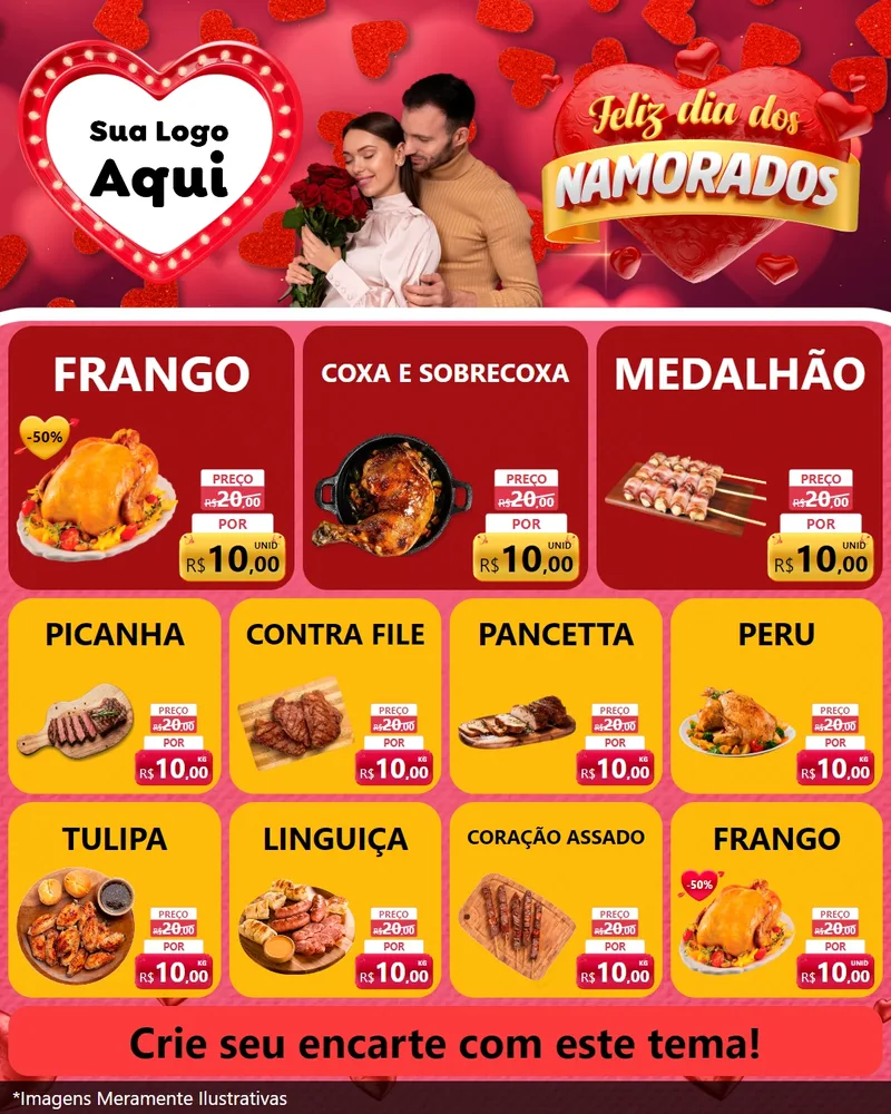 Modelo de Rede Social para Feed Instagram com o tema Feliz Dia Dos Namorados para Assados