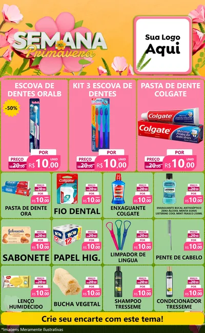 Modelo de Encarte para Encarte Grande com o tema Semana da Primavera para Higiene Pessoal