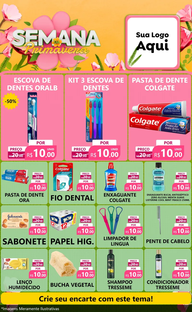 Modelo de Encarte para Encarte Grande com o tema Semana da Primavera para Higiene Pessoal