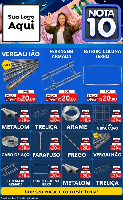 Modelo de Encarte para Encarte Grande com o tema Nota 10 para Ferragens
