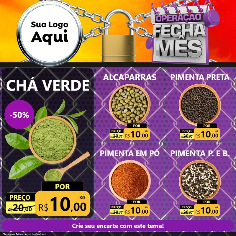 Modelo de Rede Social para Feed Facebook com o tema Operação Fecha Mês para Produtos Naturais