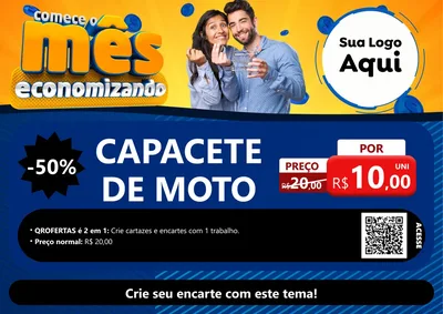 Modelo de Cartaz para Cartaz A4 Horizontal com o tema Comece O Mês Economizando para Moto peças
